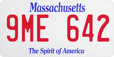 MA license plate 9ME642