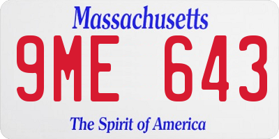 MA license plate 9ME643