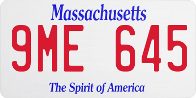 MA license plate 9ME645
