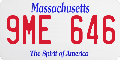 MA license plate 9ME646