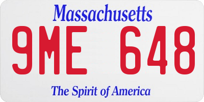MA license plate 9ME648