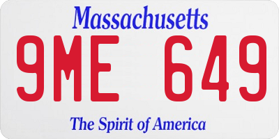 MA license plate 9ME649