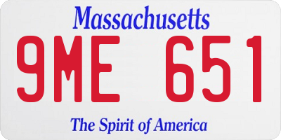 MA license plate 9ME651