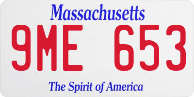 MA license plate 9ME653