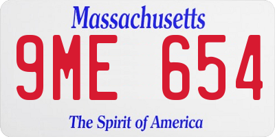 MA license plate 9ME654