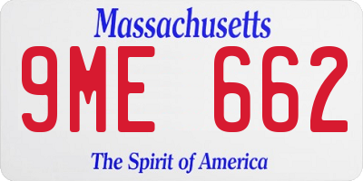 MA license plate 9ME662