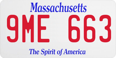 MA license plate 9ME663