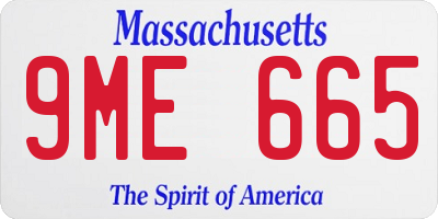 MA license plate 9ME665