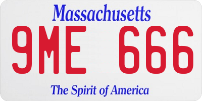 MA license plate 9ME666