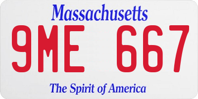 MA license plate 9ME667