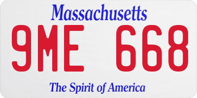 MA license plate 9ME668