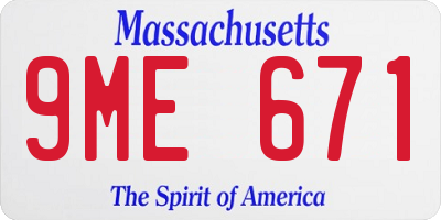 MA license plate 9ME671