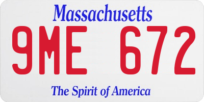 MA license plate 9ME672