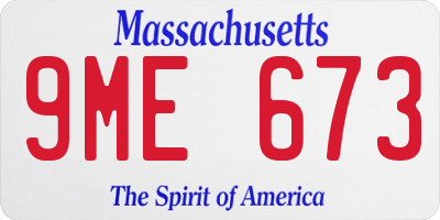 MA license plate 9ME673