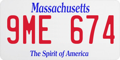 MA license plate 9ME674