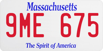 MA license plate 9ME675