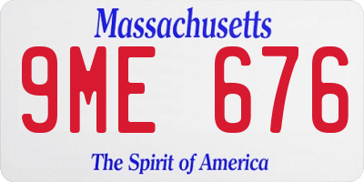 MA license plate 9ME676