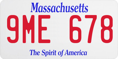 MA license plate 9ME678