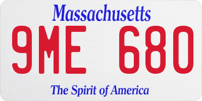 MA license plate 9ME680