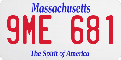 MA license plate 9ME681