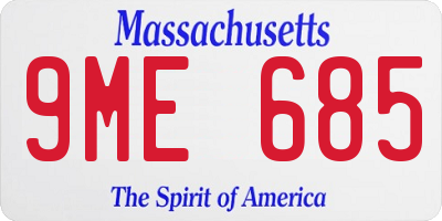 MA license plate 9ME685
