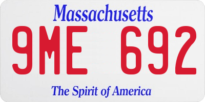 MA license plate 9ME692