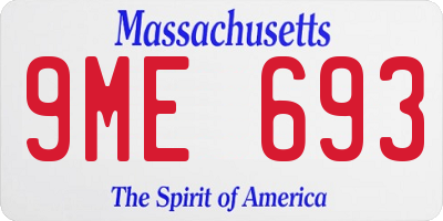 MA license plate 9ME693
