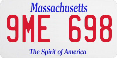MA license plate 9ME698