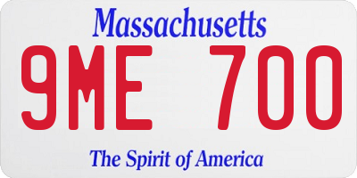 MA license plate 9ME700