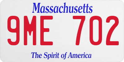 MA license plate 9ME702