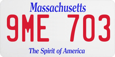 MA license plate 9ME703