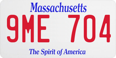 MA license plate 9ME704