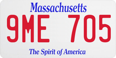 MA license plate 9ME705