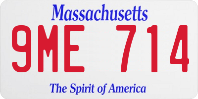 MA license plate 9ME714
