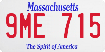 MA license plate 9ME715