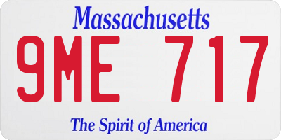 MA license plate 9ME717