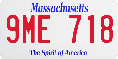 MA license plate 9ME718
