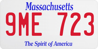MA license plate 9ME723