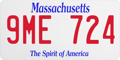 MA license plate 9ME724