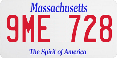 MA license plate 9ME728