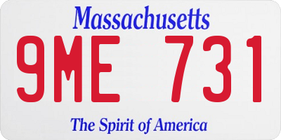 MA license plate 9ME731