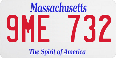 MA license plate 9ME732