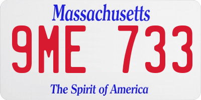 MA license plate 9ME733