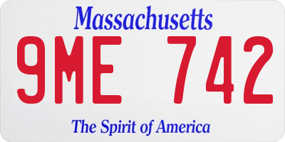 MA license plate 9ME742
