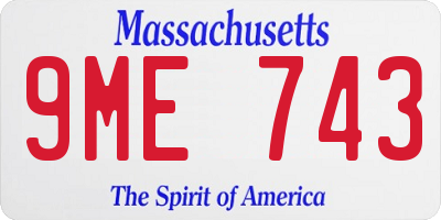 MA license plate 9ME743