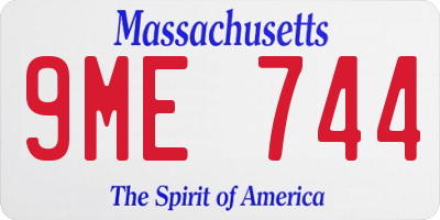 MA license plate 9ME744