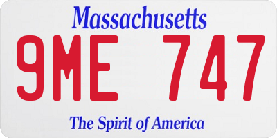 MA license plate 9ME747