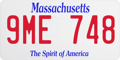 MA license plate 9ME748