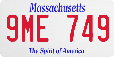 MA license plate 9ME749