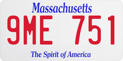 MA license plate 9ME751